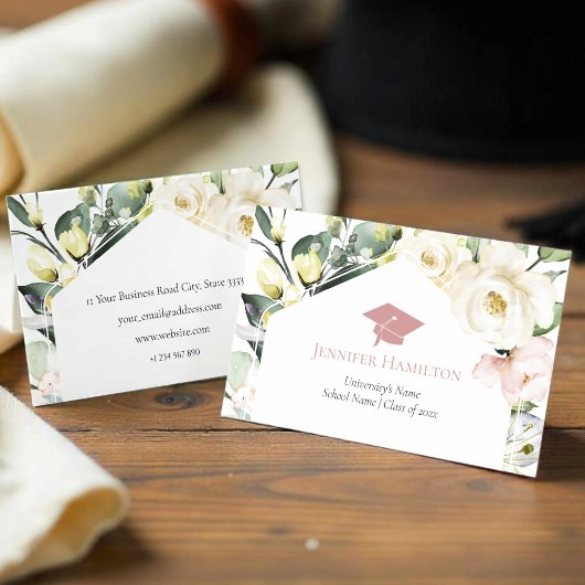 Boho Greenery Floral Lijst Afstuderen Naam Kaart Contactkaartje