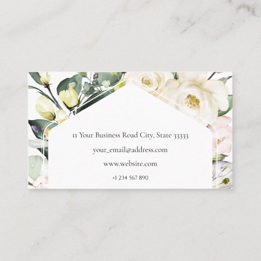 Boho Greenery Floral Lijst Afstuderen Naam Kaart Contactkaartje (Achterkant)