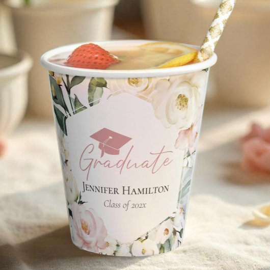 Boho Greenery Floral Lijst Afstuderen Papieren Bekers