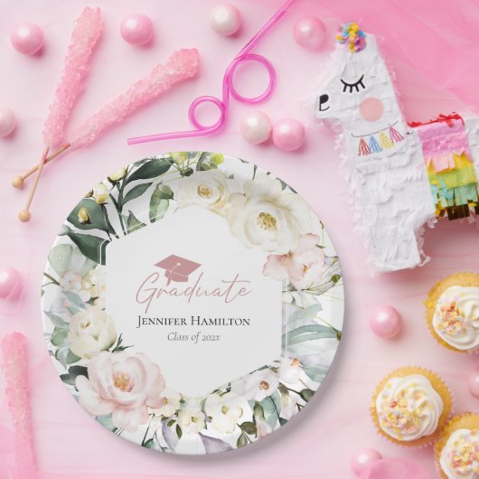 Boho Greenery Floral Lijst Afstuderen Papieren Bordje (Feest)