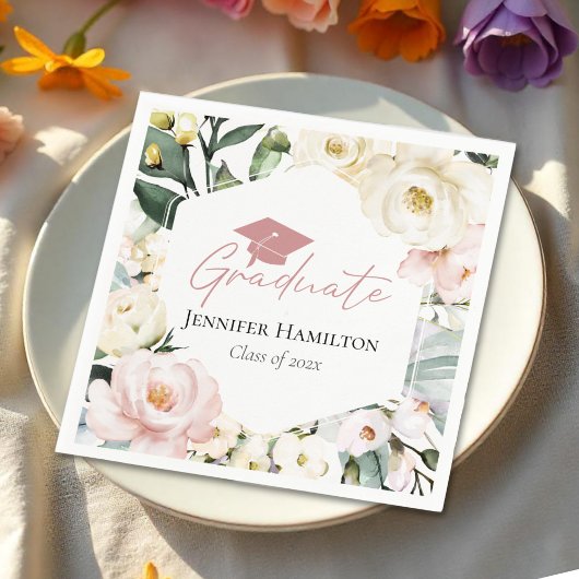 Boho Greenery Floral Lijst Afstuderen Servet