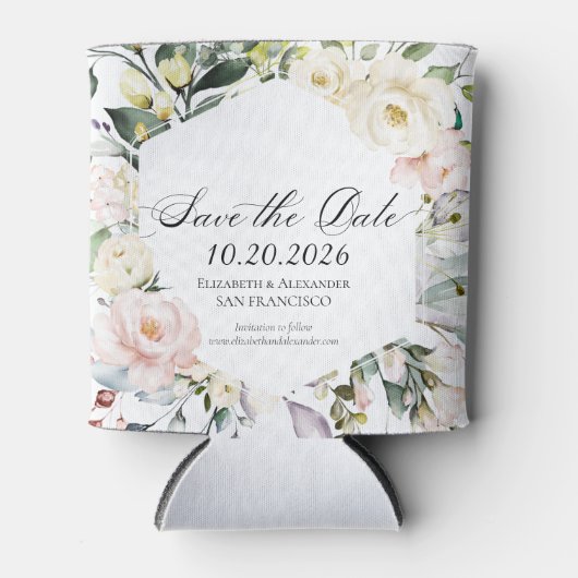 Boho Greenery Floral Lijst bruiloft Blikjeskoeler (Voorkant)