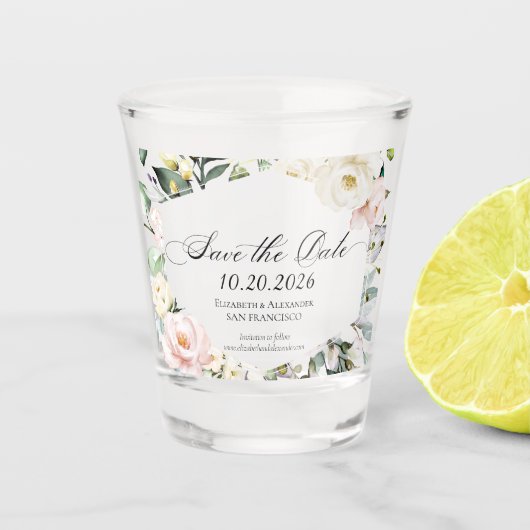 Boho Greenery Floral Lijst bruiloft Shot Glas (Voorkant)