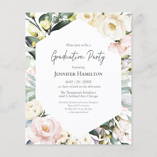 Boho Greenery Floral Lijst Foto Afstudeerfeest (Achterkant)