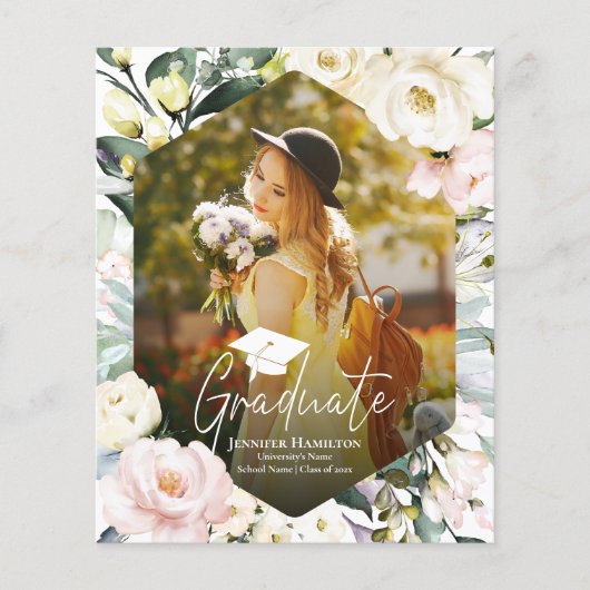 Boho Greenery Floral Lijst Foto Afstudeerfeest (Voorkant)