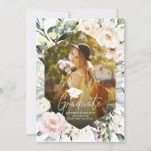 Boho Greenery Floral Lijst Foto Afstudeerfeest Kaart (Voorkant)