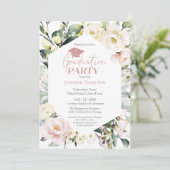 Boho Greenery Floral Lijst Foto Afstudeerfeest Kaart (Staand voorkant)