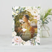 Boho Greenery Floral Lijst Foto Afstuderen Aankondiging (Staand voorkant)