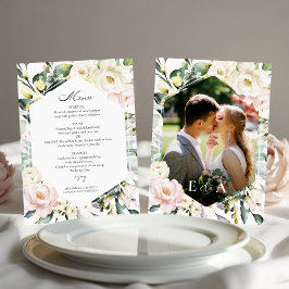Boho Greenery Floral Lijst Foto Trouwmenu Kaart