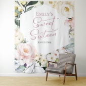 Boho Greenery Floral Lijst Sweet 16 Achtergronden Wandkleed (In situ)