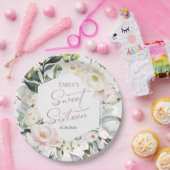 Boho Greenery Floral Lijst Sweet 16 Papieren Bordje (Feest)