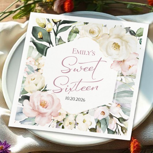 Boho Greenery Floral Lijst Sweet 16 Servet