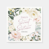 Boho Greenery Floral Lijst Sweet 16 Servet (Voorkant)