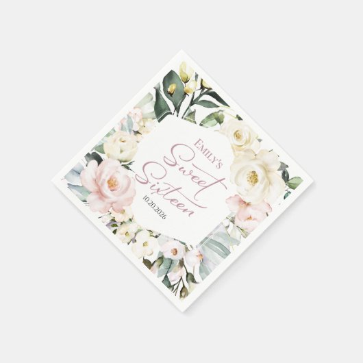 Boho Greenery Floral Lijst Sweet 16 Servet (Hoek)