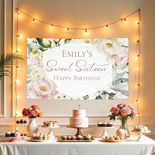 Boho Greenery Floral Lijst Sweet Sixteen Banner