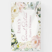Boho Greenery Floral Lijst Sweet Sixteen Banner (Verticaal)