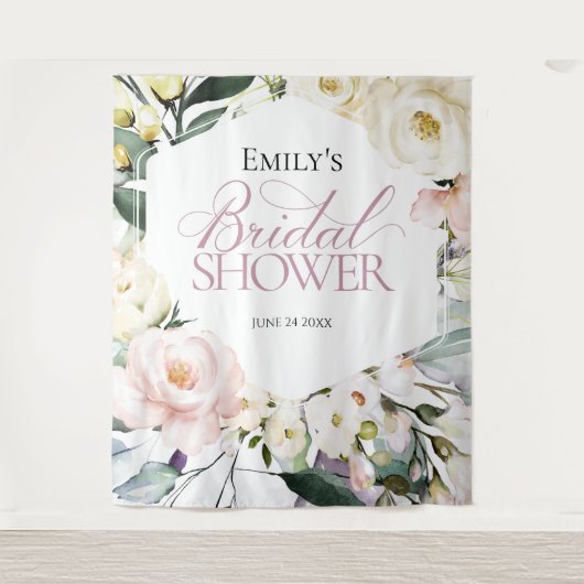 Boho Greenery Floral Lijst Vrijgezellenfeest Achte Wandkleed (Voorkant)