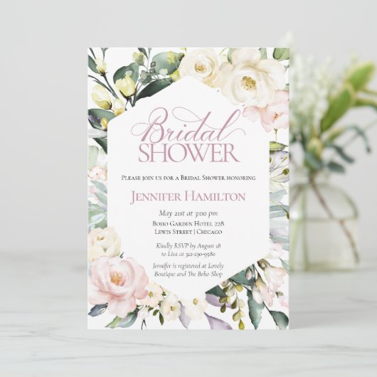 Boho Greenery Floral Lijst Vrijgezellenfeest Kaart (Staand voorkant)