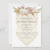 BOHO Greenery Floral Pampas Grass Neutral Wedding Kaart (Voorkant)