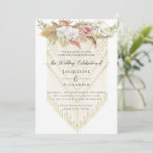 BOHO Greenery Floral Pampas Grass Neutral Wedding Kaart (Staand voorkant)