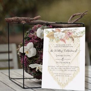 BOHO Greenery Floral Pampas Grass Neutral Wedding Kaart