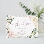 Boho Greenery Floral Quinceañera Bedankt Kaarten (Staand voorkant)