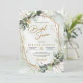 Boho greenery folaige faux gouden geometrische bri kaart (Staand voorkant)