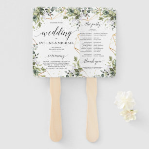 Boho greenery folaige Gold lijst bruiloft programm Handwaaier