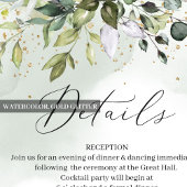 Boho greenery folaige leaves gold wedding details informatiekaartje