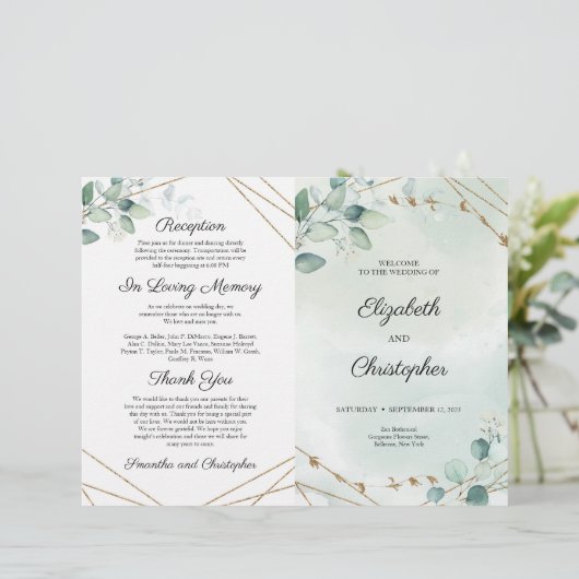 Boho Greenery Foliage and Gold Geometric Folded (Staand voorkant)