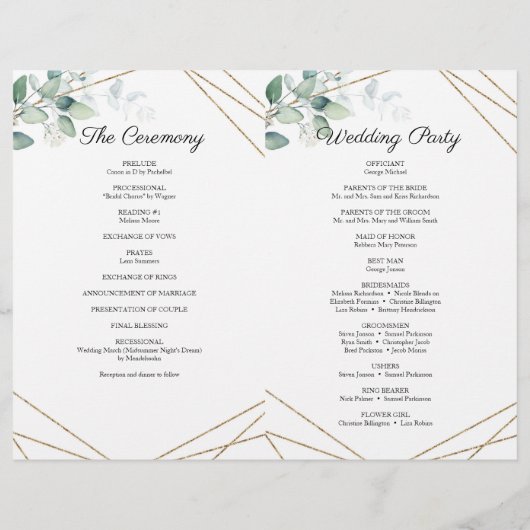 Boho Greenery Foliage and Gold Geometric Folded (Achterkant)