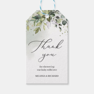 Boho greenery foliage eucalyptus baby shower cadeaulabel