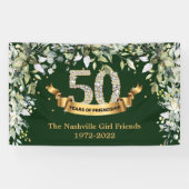Boho greenery foliage Gold 50 jaar vriendschap Spandoek (Horizontaal)