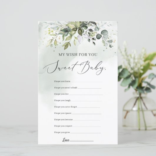 Boho greenery foliage mijn wens voor je baby showe (Staand voorkant)