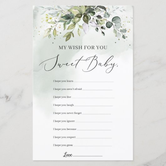 Boho greenery foliage mijn wens voor je baby showe (Voorkant)