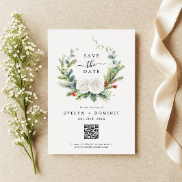 Boho Greenery Foliage QR Code Huwelijk Save The Date
