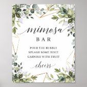 Boho greenery foliage verlaat gouden mimosa streep poster (Voorkant)