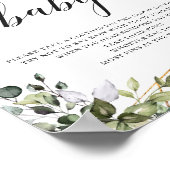 Boho greenery foliage zegt niet: baby-spelcode poster (Hoek)