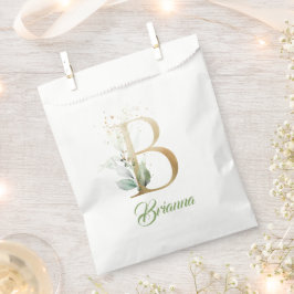 Boho greenery foliy and gold foil B monogram Bedankzakje