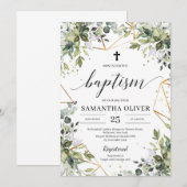 Boho Greenery gebladerte eucalyptus gouden doop Kaart (Voorkant / Achterkant)