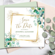 Boho Greenery Geometrisch Vierkant Save the Date