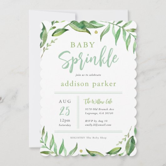 Boho Greenery Geslachtsneutrale Baby Sprinkle Kaart (Voorkant)