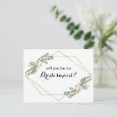 Boho Greenery Glitter Bridesmaid proposal Kaart (Staand voorkant)