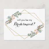 Boho Greenery Glitter Bridesmaid proposal Kaart (Voorkant)