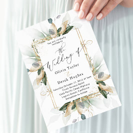 Boho Greenery & Gold Eucalyptus Lijst Wedding Kaart