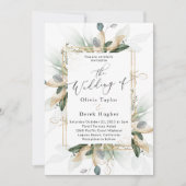 Boho Greenery & Gold Eucalyptus Lijst Wedding Kaart (Voorkant)