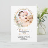 Boho Greenery Gold Lijst waterverf baby shower Kaart (Staand voorkant)