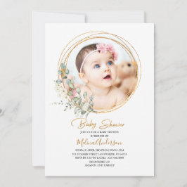 Boho Greenery Gold Lijst waterverf baby shower Kaart