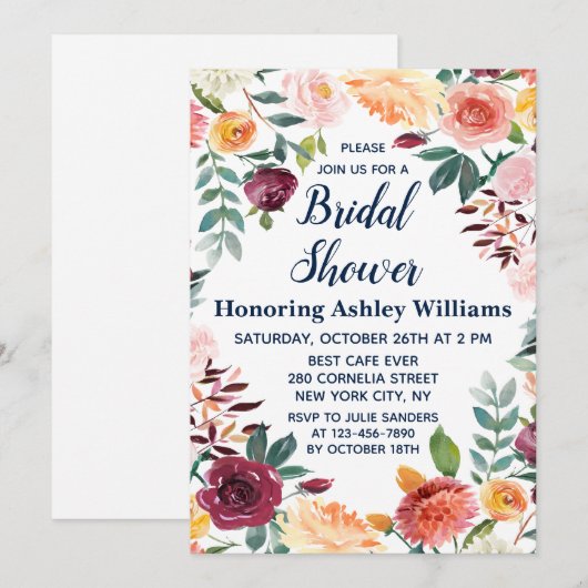 Boho Greenery Herfst in Liefde Bloemen Vrijgezelle Kaart (Voorkant / Achterkant)