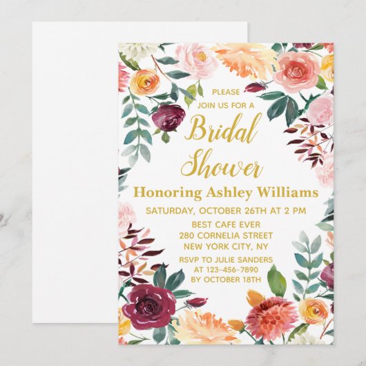 Boho Greenery Herfst in Liefde Bloemen Vrijgezelle Kaart (Voorkant / Achterkant)